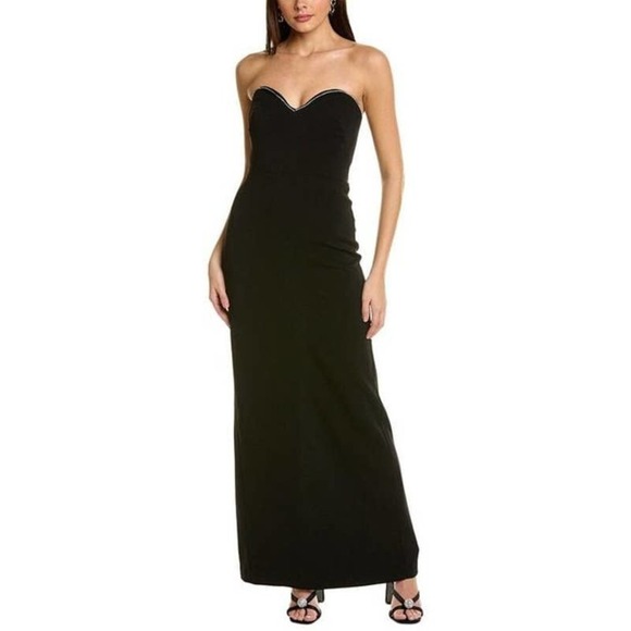 ML Monique Lhuillier Crystal Embellished Strapless Dress In Black Size 4 NWOT - Picture 1 of 11